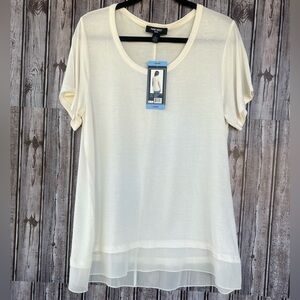 Nine West Ivory‎ Sheer Hem Top Size L